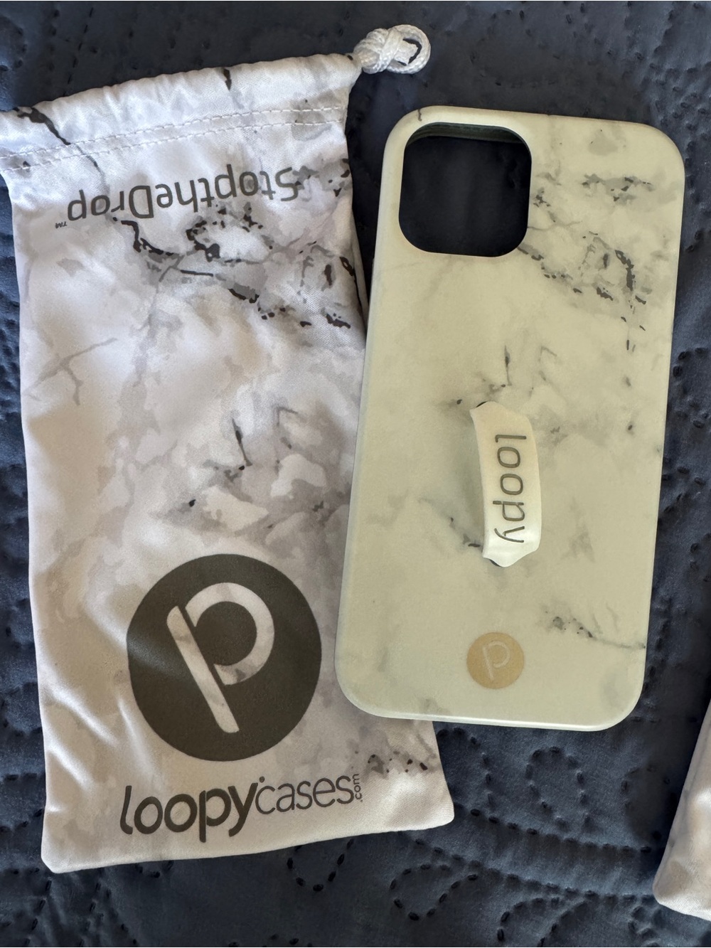 Loopy Marble White Phone Case w/Loop - White, Bundle of three cases iPhone 12 - Picture 2 of 5